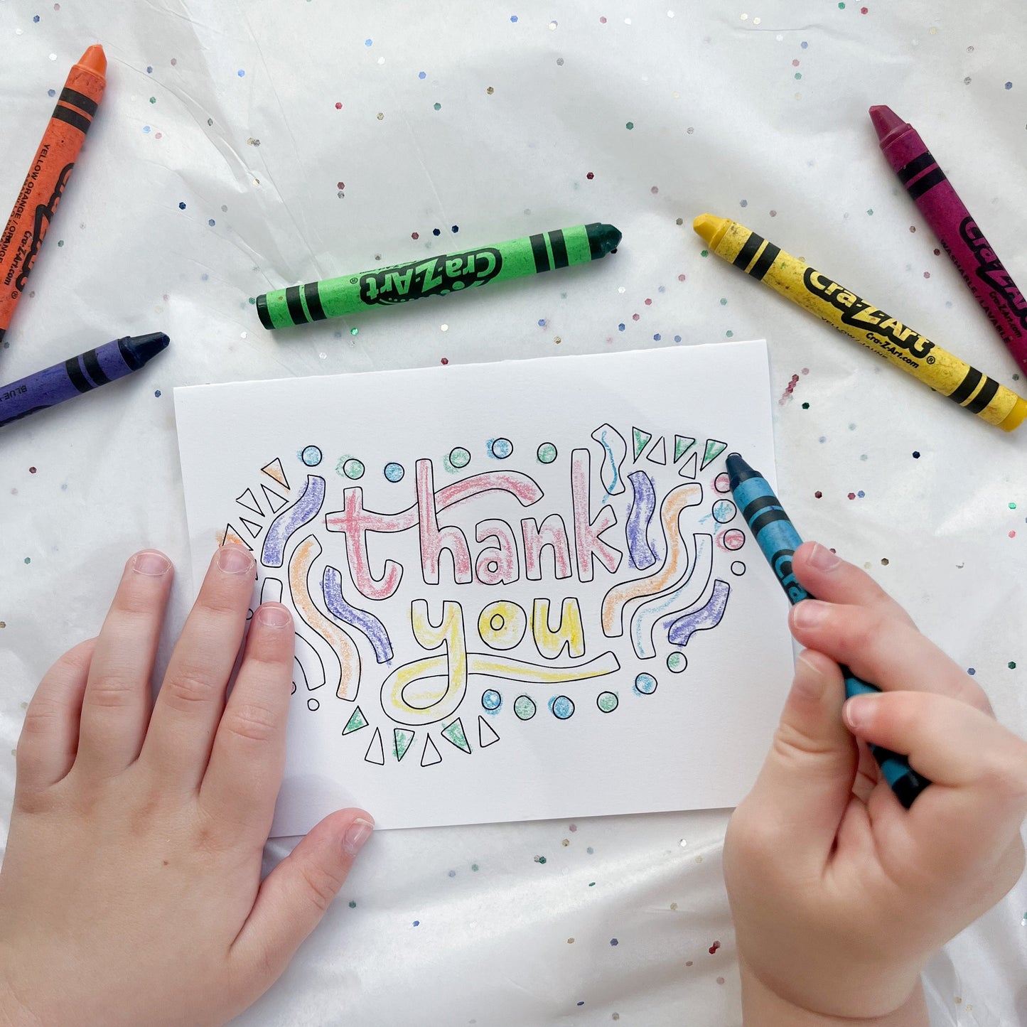 Thank You Coloring Note Cards and Envelopes