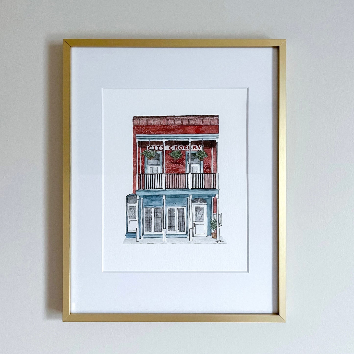 City Grocery Oxford Watercolor or Drawing Print