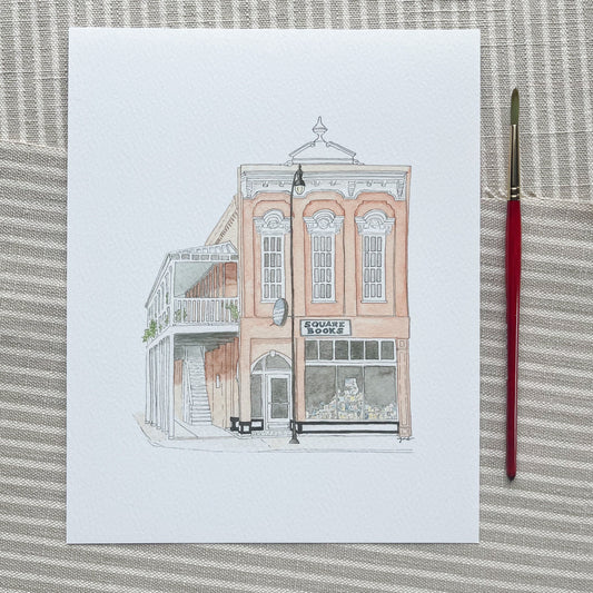 Square Books Oxford Watercolor Print