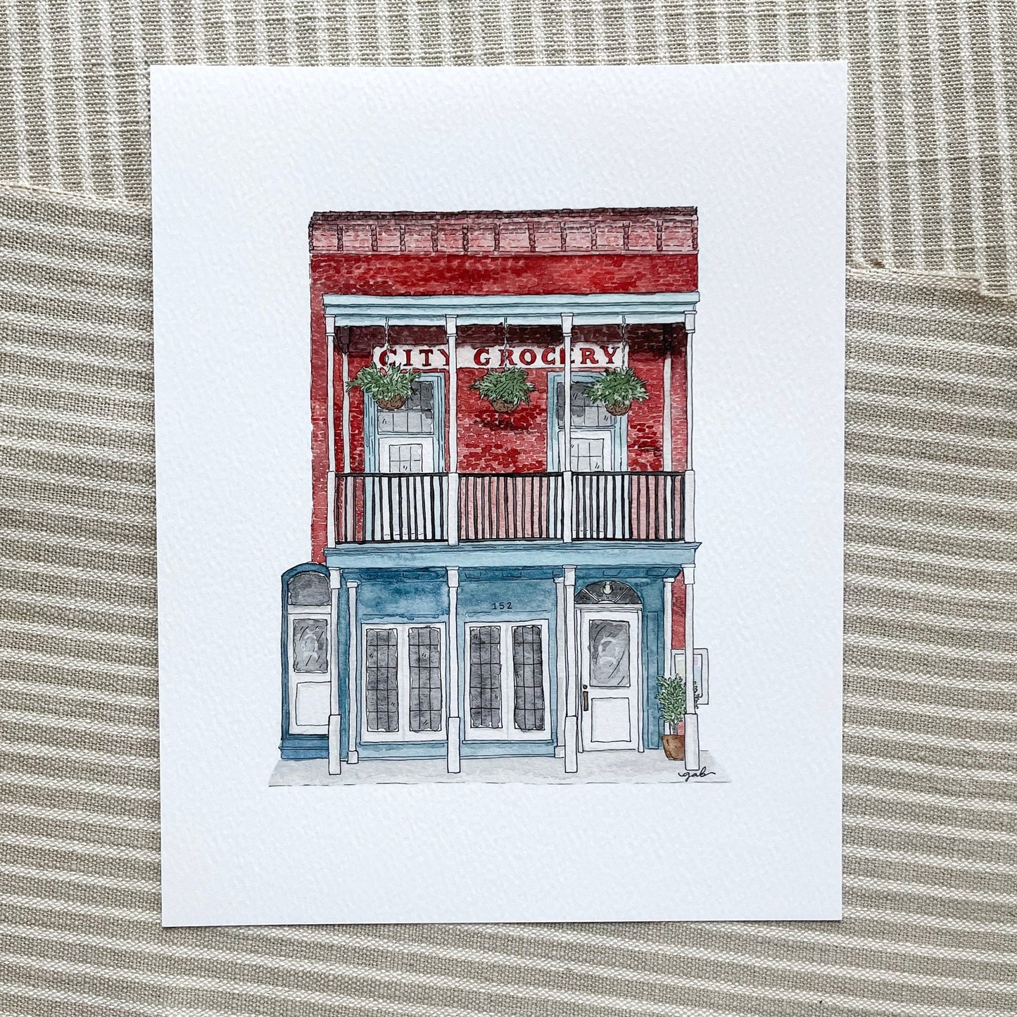 City Grocery Oxford Watercolor or Drawing Print